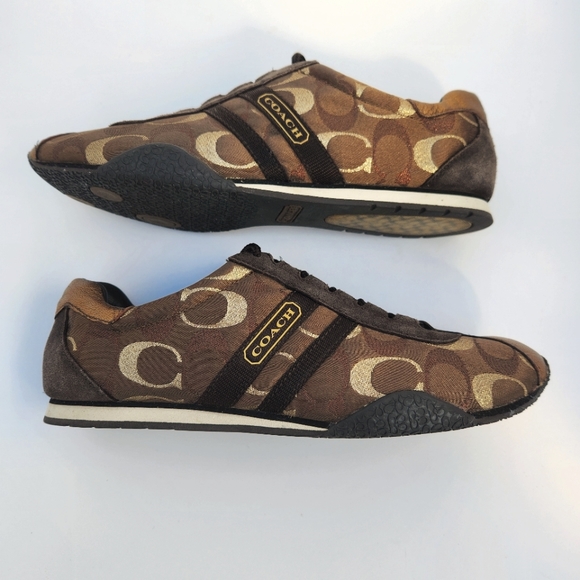 Coach sneakers women's 9M brown signature Katelyn canvas A1249 tennis low top - Picture 1 of 17